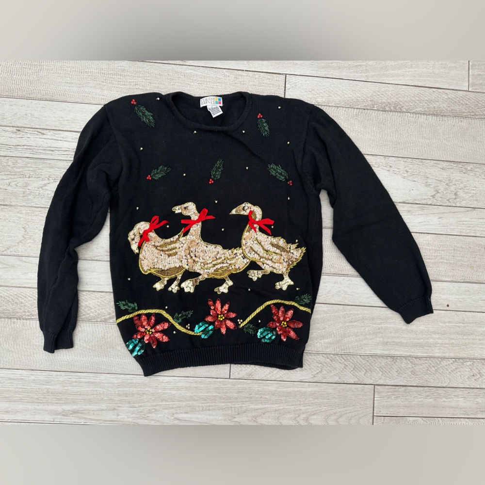 Claudia Barnes Christmas Sequin Sweater L